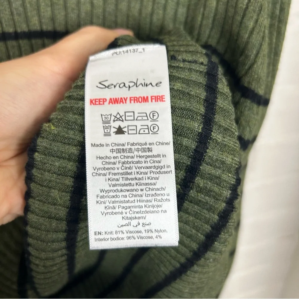 Seraphine Maternity Green Ribbed Knit Striped Cropped Sweater Size US 6